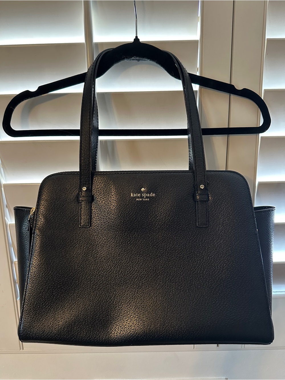 kate spade large Black Pebbled Leather Top-Handle Satchel - Picture 2 of 15